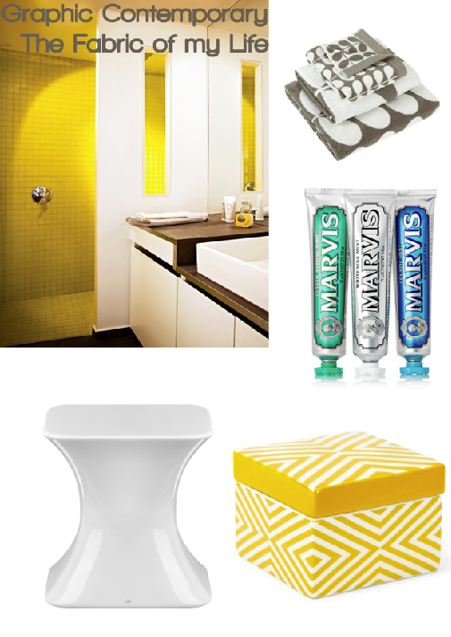 Graphic Contemporary Bathroom Board by Fabric of my Life, compiled by Joanna Thornhill for Stylist's Own